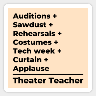 Theater Teacher Equation - black text Magnet